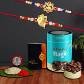 Diamond Rakhi for Brother | Rakhi Combo Set with Chocolate Magic 96gm (K2_14+15_CM)