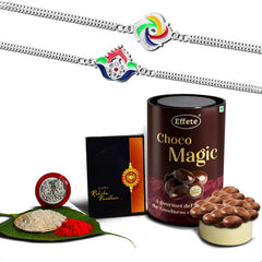 Rakhi (K2_C9+C10_EM) & Chocolate Magic, Rakhi Combo with card and chocolate, chocolates gift pack, Rakhi & Chocolate for brother, rakhi with gift, Set of 2 Rakhi
