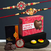 Multicolor Bracelet/ Rakhi (K2_919+920_CB32) & Chocolate Beats with Silver Color Pooja Coin, Roli Chawal & Greeting Card, Occasion, Rakhi for brother with gift, Rakhi with chocolate, rakhi combo for brother, Set of 2 Rakhi, Rakhi Chocolate G