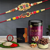 Rakhi (K2_406+407_AS) & Assorted Chocolate Dryfruits 96gm| Rakhi for brother with gift | Rakhi with chocolate |rakhi combo for brother | Set of 2 Rakhi | Chocolate|