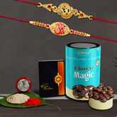 Rakhi For Brother Set Of 2 with Silver Color Pooja Coin, Rakhi With Greeting Card, Rakhi For Brother And Bhabhi, Rakhi With Chocolate, Rakhi With Gift For Brother, Rakhi For Kids, Rakhi Set, Rakhi Combo, Rakhi With Sweets (K2_403+404_CM)