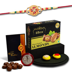 Rakhi (K1_528_CA32) & Chocolate Almonds 32gm | Rakhi Combo with card and chocolate | chocolates gift | Rakhi & Chocolate for brother | rakhi with gift | Set of 1 Rakhi