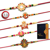 Special Rakhis For Brothers With Religious Symbols Pack Of 5 Designer Rakhis For Brothers Best Rakhi Combo For Brothers Attractive Rakhi Set Of 5 - Perfect For Siblings