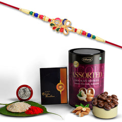 Rakhi (K1_556_AS) & Assorted Chocolate Dryfruits 96gm | Rakhi Combo with card and chocolate | chocolates gift | Rakhi & Chocolate for brother | rakhi with gift | Set of 1 Rakhi