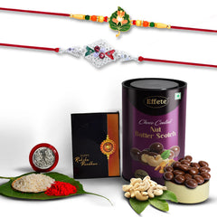Rakhi (K2_307+A42_BS) & Chocolate Butter Scotch 96gm, Rakhi & Chocolate for brother, Rakhi with chocolate, rakhi with gift, Rakhi Combo, Set of 2 Rakhi, Chocolate