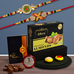 (K2_547+548_CA32) Rakhi Combo & Chocolate Almonds 32gm| Rakhi & Chocolate for brother | Fancy Rakhis for men stylish | rakhi with gift | Rakhi Combo | Set of 2 | Chocolate