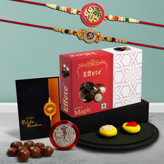 Rakhi (K2_517+518_EM32) & Chocolate Magic 32gm, Rakhi Combo with card and chocolate, chocolates gift pack, Rakhi & Chocolate for brother, rakhi with gift, Set of 2 Rakhi