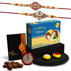 Rakhi (K2_427+428_BS32) & Chocolate Butter Scotch 32gm, Rakhi & Chocolate for brother, Rakhi with chocolate, rakhi with gift, Rakhi Combo, Set of 2 Rakhi, Chocolate