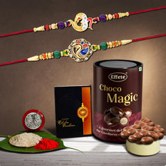 (K2_408+411_EM) Rakhi Combo & Chocolate Magic | Rakhi & Chocolate for brother | Fancy Rakhis for men stylish | rakhi with gift | Rakhi Combo | Set of 2 | Chocolate