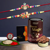 Rakhi (K2_556+557_EM) & Chocolate Magic, Rakhi & Chocolate for brother, Rakhi with chocolate, rakhi with gift, Rakhi Combo, Set of 2 Rakhi, Chocolate