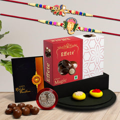 Rakhi (K2_555+556_EM32) & Chocolate Magic 32gm, Rakhi & Chocolate for brother, Rakhi with chocolate, rakhi with gift, Rakhi Combo, Set of 2 Rakhi, Chocolate