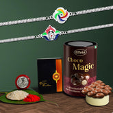 Rakhi (K2_C9+C10_EM) & Chocolate Magic, Rakhi Combo with card and chocolate, chocolates gift pack, Rakhi & Chocolate for brother, rakhi with gift, Set of 2 Rakhi