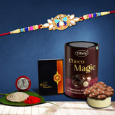 Flower Rakhi For Brother Set Of 1 with Chocolate Magic 96gm (K1_514_EM)