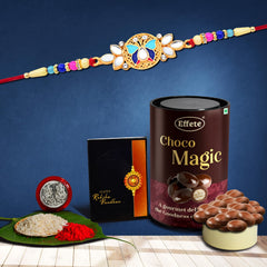 Flower Rakhi For Brother Set Of 1 with Chocolate Magic 96gm (K1_514_EM)