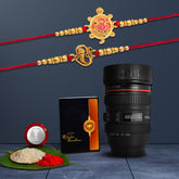 Multicolor Bracelet/ Rakhi (K2_926+A10_CM32) & Chocolate Magic 32gm with Silver Color Pooja Coin, Roli Chawal & Greeting Card | Occasion | Rakhi for brother with gift | Rakhi with chocolate |rakhi combo for brother | Set of 2 Rakhi | Rakhi C