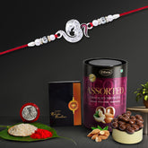 Rakhi For Brother Set Of 1 with Assorted Chocolate Dryfruits 96gm, Pooja Coin with Greating Card, Rakhi For Brother And Bhabhi, Rakhi With Chocolate, Rakhi With Gift For Brother, Rakhi For Kids, Rakhi Set, Rakhi Combo, Rakhi With Sweets (K1_A13_AS)