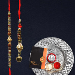 Rakhi for Brother Set of 1 with Dish, Silver Coin & Greeting Card, Rakhi for Brother and Bhabhi, Rakhi with Gift for Brother, Rakhi for Kids, Rakhi Set, Rakhi Combo (K1_452)
