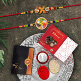 Multi Color Flower Design Rakhi for Brother | Round Rakhi for Brother | Rakhi with Gifts | Set of 2 Rakhi for Bhai (K2_546+547_DS+EM32)