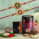 Rakhi (K2_553+554_AS) & Assorted Chocolate Dryfruits 96gm | Rakhi Combo with card and chocolate | chocolates gift | Rakhi & Chocolate for brother | rakhi with gift | Set of 2 Rakhi
