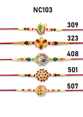 Unisex Adult Rakhi (K5_Nc103) With Pooja Coin & Rakhi Card, Bhai Bhaiya Brother Bhabhi Rakhi Set, Kundan Rakhi, Lumba Rakhi Set, Chandi Ki Rakhi, Rakhi Lumba Set, Rakhi Cards, Silver Rakhi