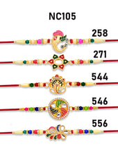 Unisex-Adult Rakhi Set Of 5 Rakhi, Peacock Rakhi | Ganesh Rakhi | Flower Rakhi | Rakhi For 5 Brother