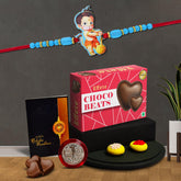 Rakhi Combo (K1_879_CB32) & Chocolate Beats 32gm with Pooja Coin & Greeting Card, rakhi with gift for kids, rakhi for kids, rakhi for brother kids, Rakhi with chocolate, rakhi for kids boy, kids rakhi with gift, rakhi set of 1