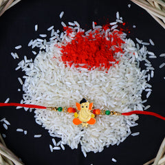 Rakhi for Brother Set of 1 with Dish, Silver Coin & Greeting Card, Rakhi for Brother and Bhabhi, Rakhi with Gift for Brother, Rakhi for Kids, Rakhi Set, Rakhi Combo (K1_255_AA3)