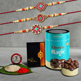Rakhi Rakhi For Brother Set Of 3 with Silver Color Pooja Coin, Rakhi With Greeting Card, Rakhi For Brother And Bhabhi, Rakhi With Chocolate, Rakhi With Gift For Brother, Rakhi For Kids, Rakhi Set, Rakhi Combo, Rakhi With Sweets (K3_418+419+420_CM)