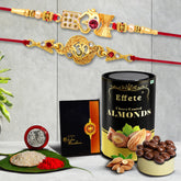 (K2_285+286_CA) Multicolor Turtle & Flower Floral Crystal Colorful Beads Rakhis Combo with Chocolate Almonds 96gm, Silver Color Pooja Coin, Roli Chawal & Greeting Card | Occasion | Rakhi for brother with gift | bracelets for men stylish |rak