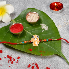 Multicolor Rakhi (K2_105+106_Bs32) & Chocolate Butter Scotch 32Gm Silver Color Pooja Coin, Roli Chawal & Greeting Card, Occasion, Rakhi Combo Card And Chocolate, Set Of 2 Rakhi