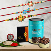Rakhi For Brother Set Of 1 with Silver Color Pooja Coin, Rakhi With Greeting Card, Rakhi For Kids, Brother & Bhabhi, Rakhi With Chocolate, Sweets, Rakhi Gift, Rakhi Combo (K3_266+267+271_CM)