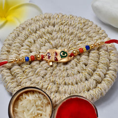 (K2_125+126_Bs32) Multicolor Rakhi Chocolate Butter Scotch 32Gm, Silver Color Pooja Coin, Roli Chawal & Greeting Card, Rakhi Combo Brother, Stylish Rakhi Brother, Set Of 2 Rakhi