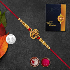 Rakhi Combo with (K1_4) with Pooja Coin & Rakhi Greeting Card, Chandi ki rakhi, lumba rakhi for bhabhi, bhai bhabhi rakhi set, kundan rakhi, rakhi cards