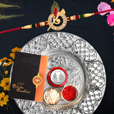 Rakhi for Brother Set of 1 with Dish – Silver Color Coin & Greeting Card – Bhai and Bhabhi – Gift for Brother and Kids, Rakhi Combo (K1_703_DS)
