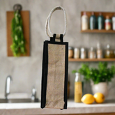 13026 Jute Water Bottle Bag, Wine Bottle Gift Bag / Bottle Carry Bag / Water Bottle Cover Reusable and Eco-friendly And Handle for men & women for Office, Gift Bag (1 Pc)
