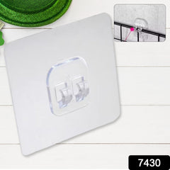 7430 Household Self Adhesive Wall Hooks, Punch-Free Wall-Mounted Hook, Seamless Transparent No Nails Drill Waterproof Hooks for Bathroom, Kitchen, Home (1 Pc)