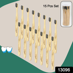 Bamboo Wooden Toothbrush (15 pcs set / With Round Box)