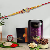 Green-Golden Circle Design With Effete Butterscotch Chocolate 96Gm ,Silver Color Pooja Coin, Roli Chawal & Greeting Card