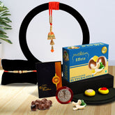 Traditional Rakhi With 3 Diamond With Effete Butterscotch Chocolate 32Gm ,Silver Color Pooja Coin, Roli Chawal & Greeting Card
