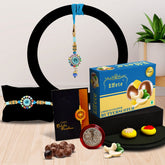 Flower Design With Diamond With Effete Butterscotch Chocolate 32Gm ,Silver Color Pooja Coin, Roli Chawal & Greeting Card