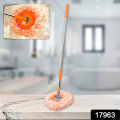 17963 360° Rotatable Ceiling Dust Cleaning Mop Extendable Long Lightweight Handle Mop Heads Pad, Spin Scrubber for Ceiling Floor Bathroom Kitchen Tile