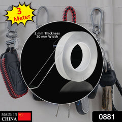 0881 Double Sided Nano Adhesive Tape, 3 meter Size (20mm Width X 2mm Thickness)