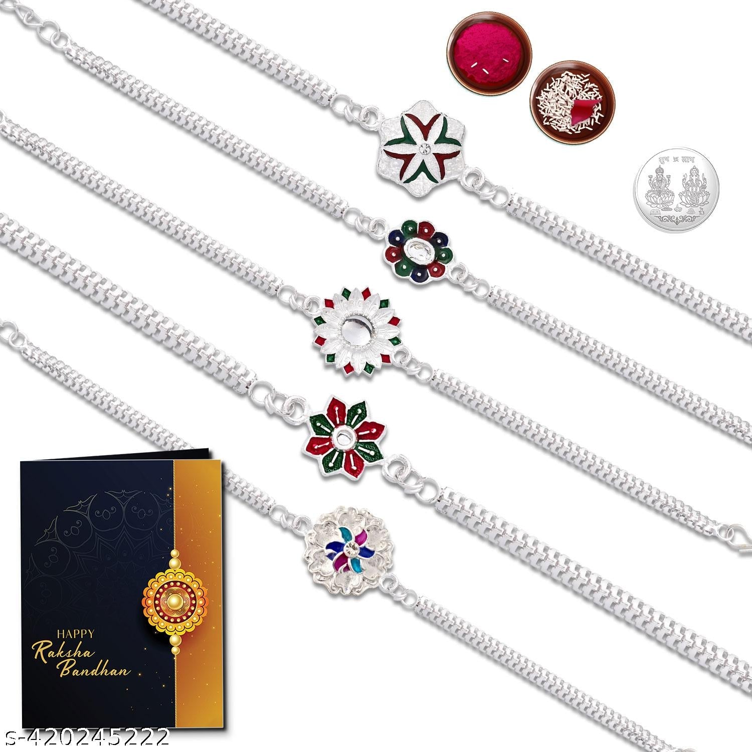 silver rakhi set