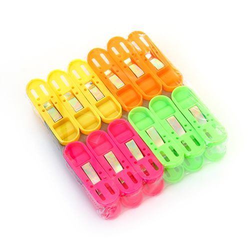 1368 Cloth Drying Non-Slip Light Plastic Clips (Multicolour) (Pack of 12) DeoDap