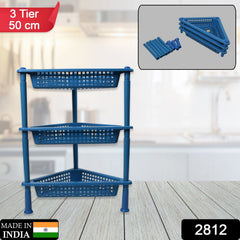 2812 Triangle Storage Plastic 3-Tier Rack Shelf For Kitchen, Living Room, Bathroom, Office DeoDap