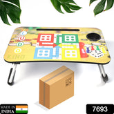 7693 Ludo Design Foldable Bed Study Table Portable Multifunction Laptop Table Lapdesk for Children Bed Foldable Table Work Office Home with Tablet Slot & Cup Holder DeoDap