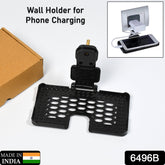 6496B Multi-Purpose Wall Holder Stand for Charging Mobile Just Fit in Socket and Hang ( Black ) DeoDap