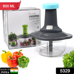 5329 Push Chopper Manual Food Chopper and Hand Push Vegetable Chopper, Cutter, Mixer Set for Kitchen with 3 Stainless Steel Blade DeoDap