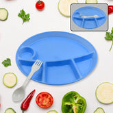 5577 Plastic Food Plates / Biodegradable 5 Compartment Plate With Spoon for Food Snacks / Nuts / Desserts Plates for Kids, Reusable Plates for Outdoor, Camping, BPA-free (1 Pc)