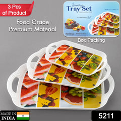 5211 Serving Tray Set 3 pcs Different Size For Kitchen & Office Use DeoDap